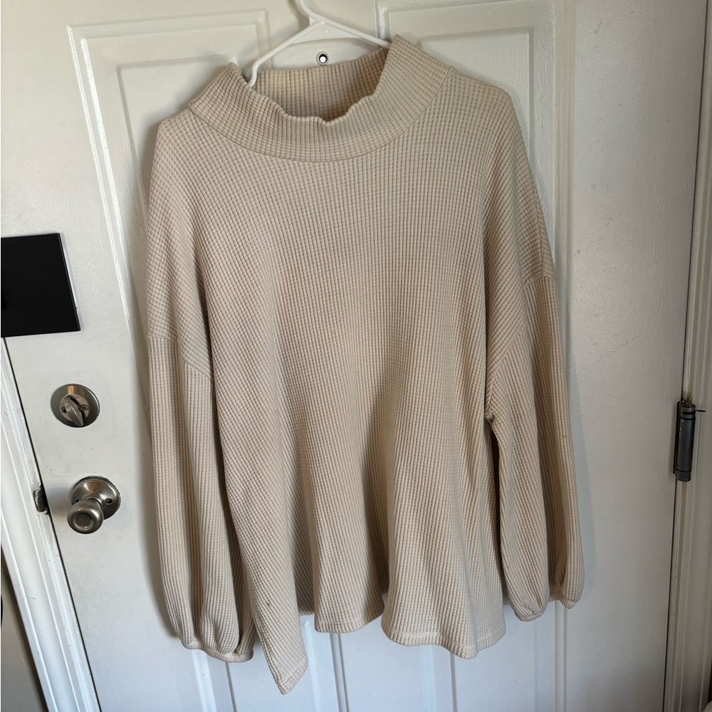 Mock Neck Waffle Sweater